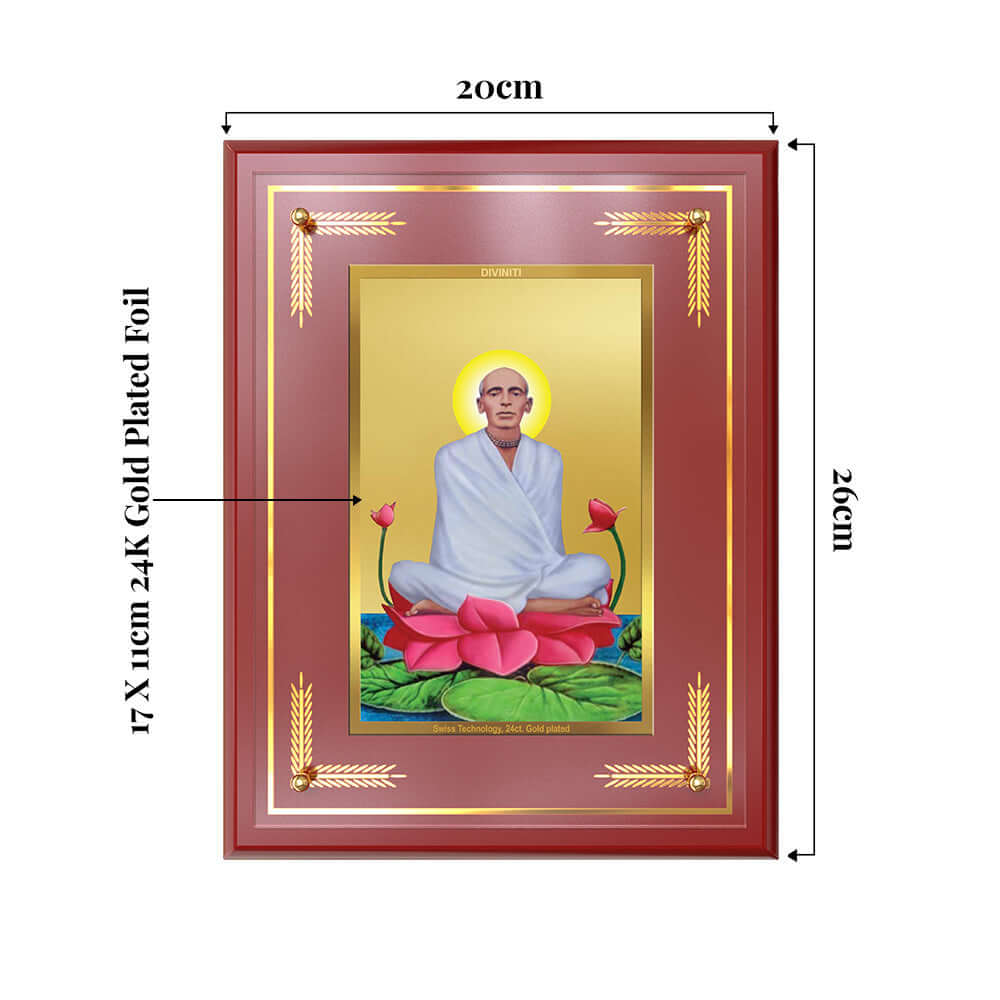 Saint Ram Thakur Photo Frame showing product dimensions, ideal for spiritual décor and devotional gifting.