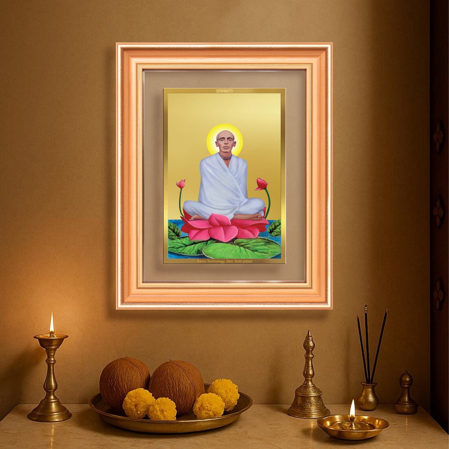 Saint Ram Thakur | Divine Mystic and Spiritual Master Wall & Tabletop Frame in 24K Gold Plated Foil