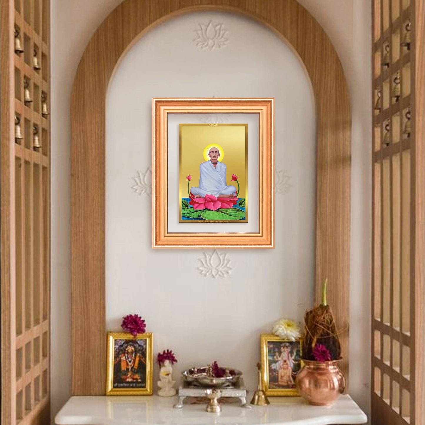 Saint Ram Thakur | Divine Mystic and Spiritual Master Wall & Tabletop Frame in 24K Gold Plated Foil