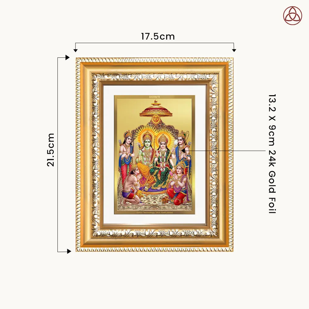 Ram Darbar | Divine Royal Family Wall & Tabletop Photo Frame in 24K Gold Plated Foil