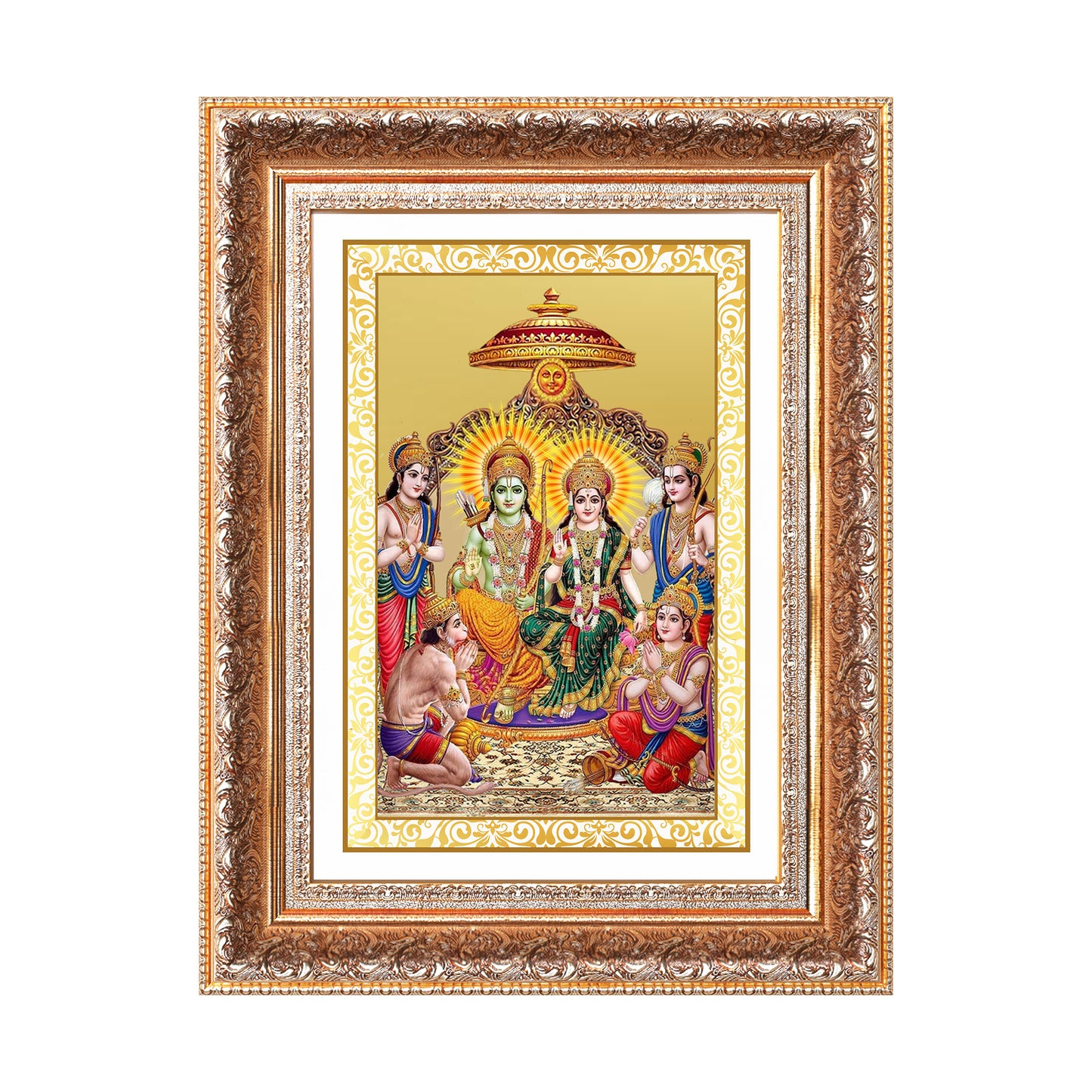 Ram Darbar | Divine Royal Family Wall Mount Photo Frame in 24K Gold Plated Foil