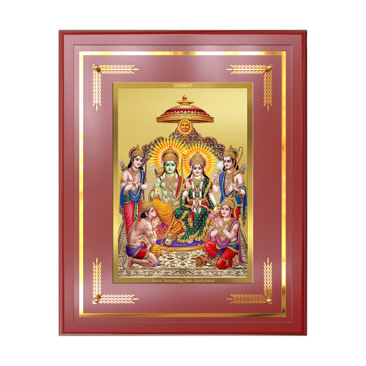 Ram Darbar | Divine Royal Family Wall Mount Photo Frame in 24K Gold Plated Foil