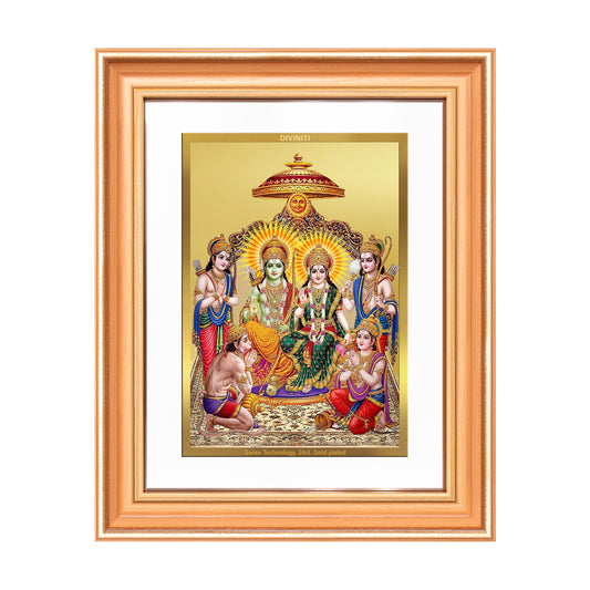 Ram Darbar | Divine Royal Family Wall Mount Photo Frame in 24K Gold Plated Foil