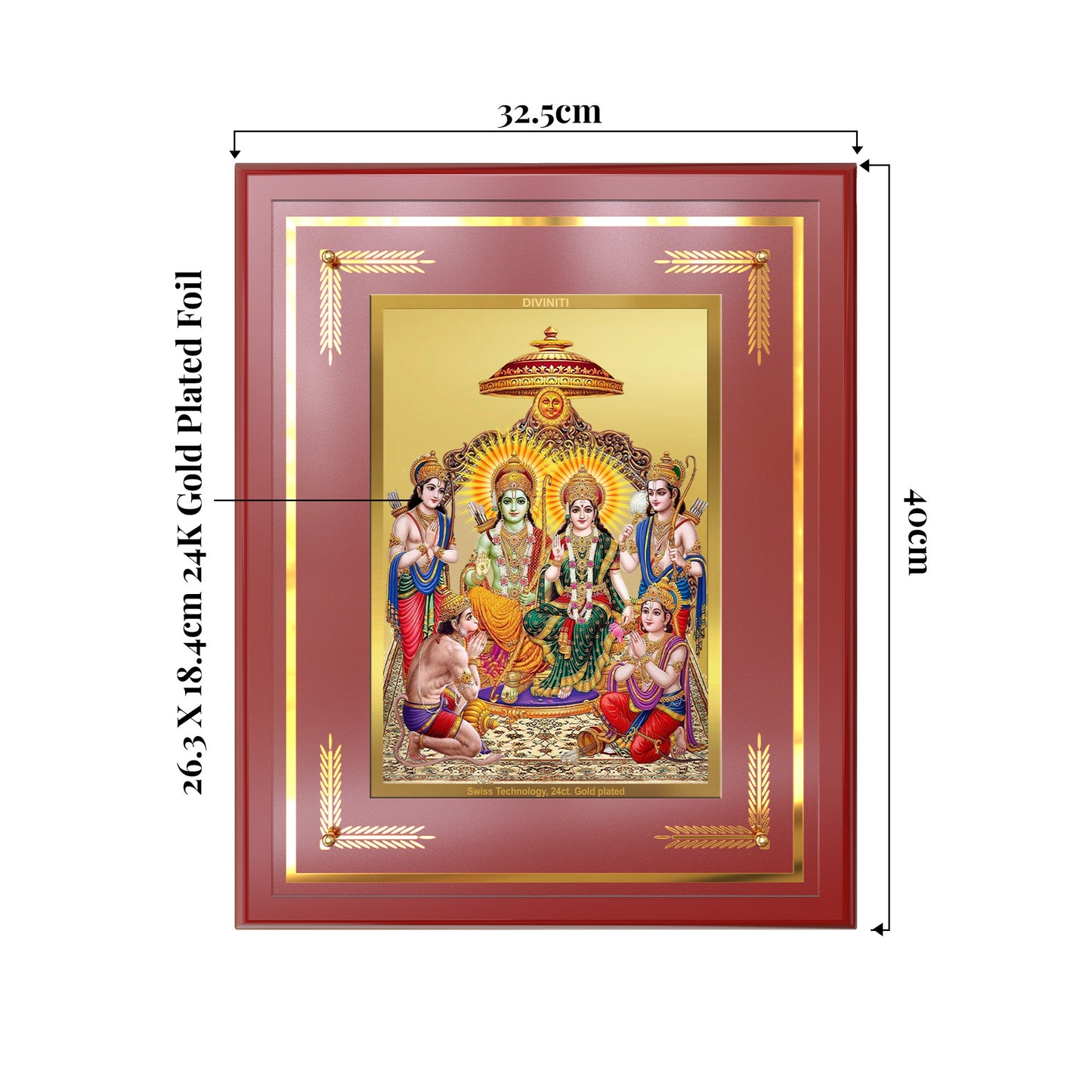 Ram Darbar | Divine Royal Family Wall Mount Photo Frame in 24K Gold Plated Foil