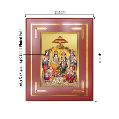 Ram Darbar | Divine Royal Family Wall Mount Photo Frame in 24K Gold Plated Foil