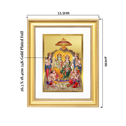 Ram Darbar | Divine Royal Family Wall Mount Photo Frame in 24K Gold Plated Foil