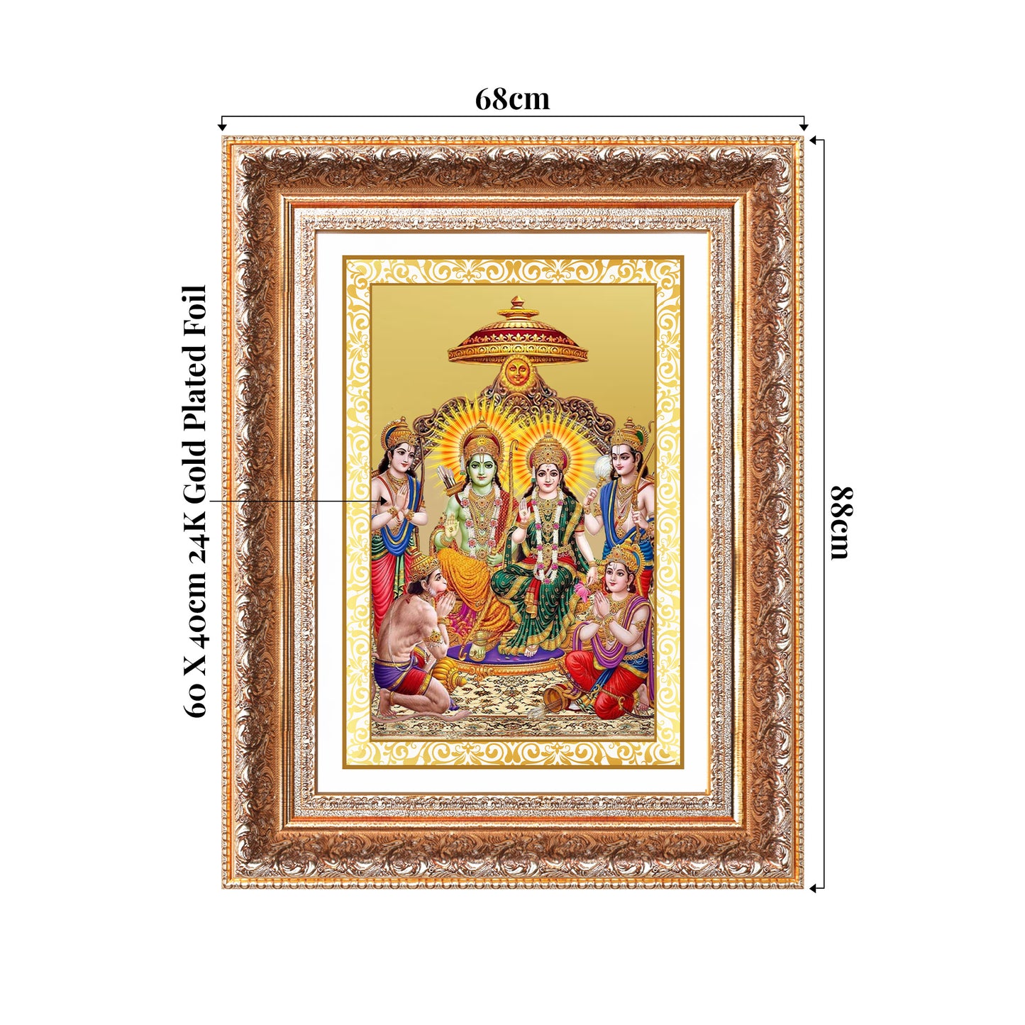Ram Darbar | Divine Royal Family Wall Mount Photo Frame in 24K Gold Plated Foil