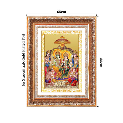 Ram Darbar | Divine Royal Family Wall Mount Photo Frame in 24K Gold Plated Foil