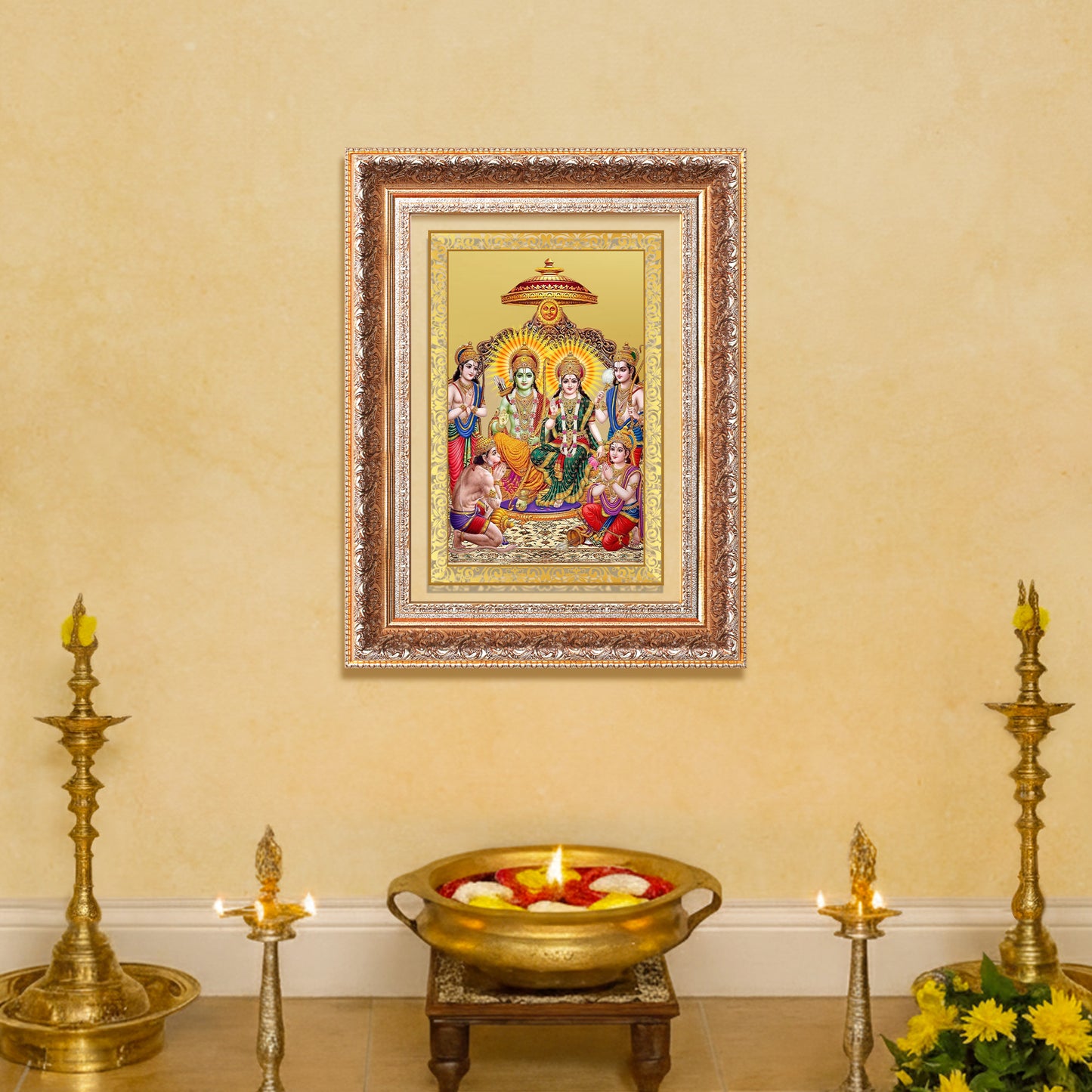 Ram Darbar | Divine Royal Family Wall Mount Photo Frame in 24K Gold Plated Foil