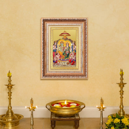 Ram Darbar | Divine Royal Family Wall Mount Photo Frame in 24K Gold Plated Foil