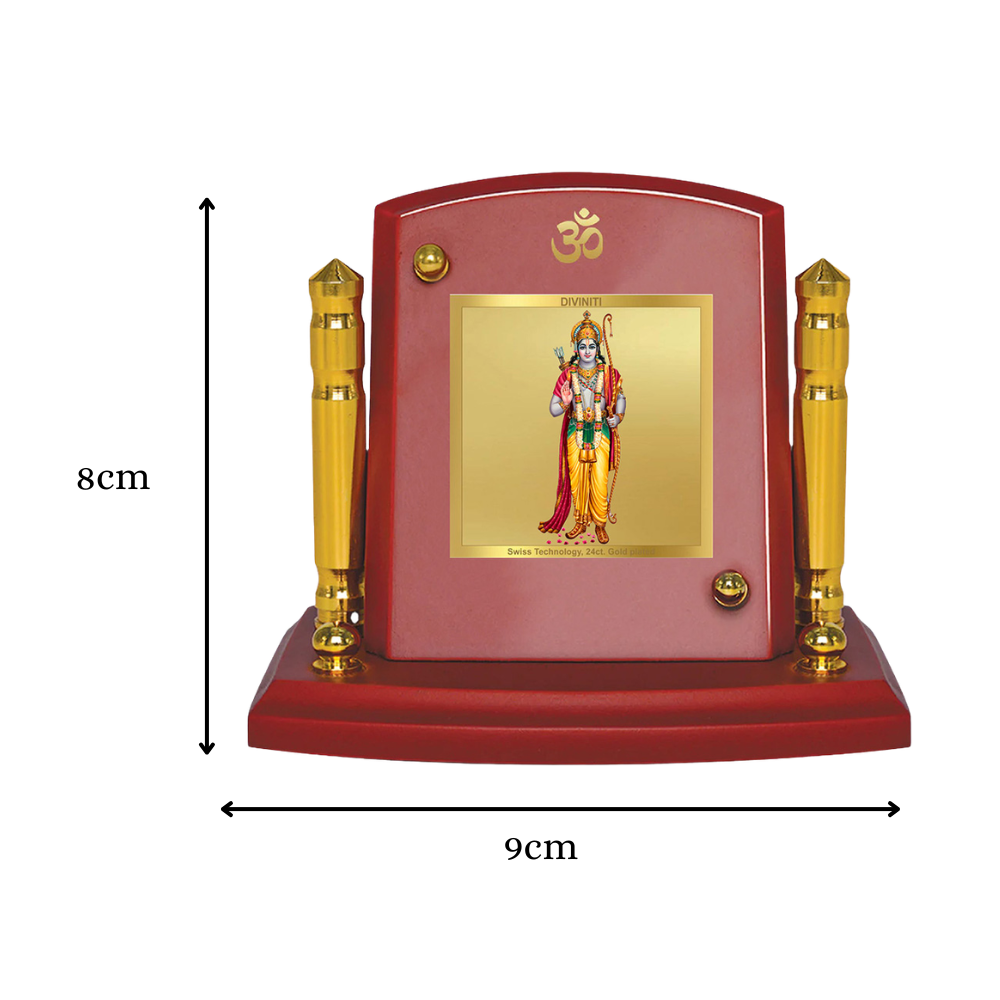 Ram Ji | Divine Lord Ram Car Dashboard & Tabletop Photo Frame in 24K Gold Plated Foil