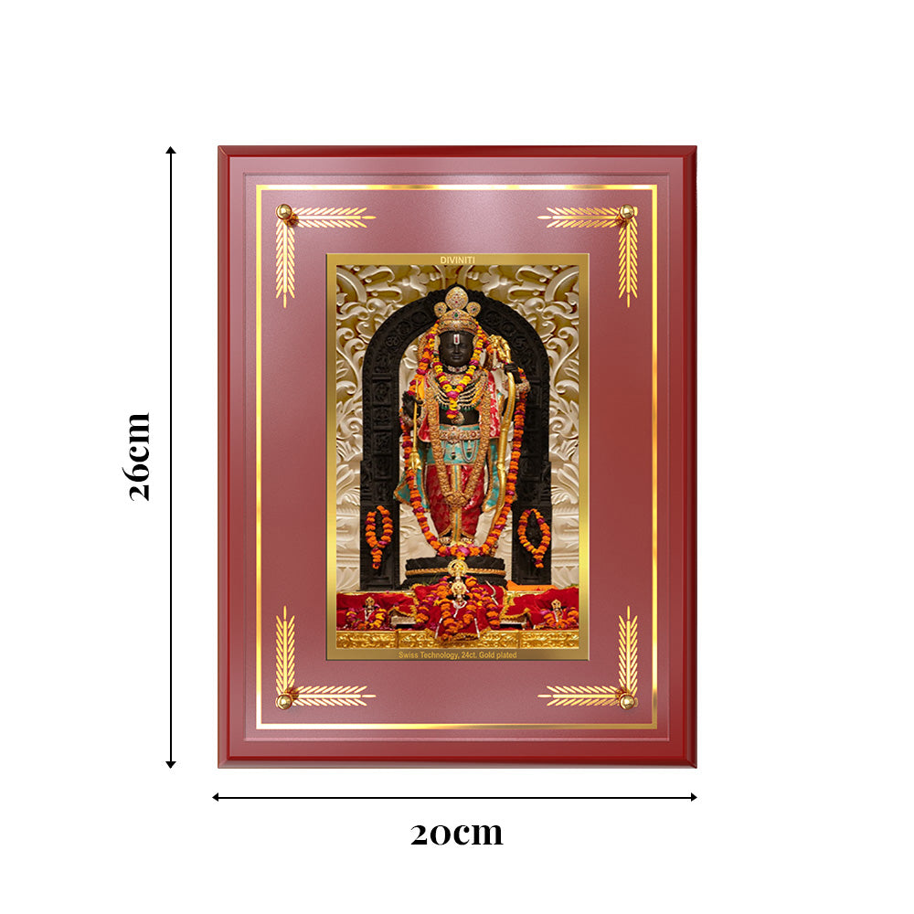 Ram Lalla | Divine Child m of Lord Ram at Ayodhya Temple Wall and Tabletop Photo Frame in 24K Gold Plated Foil