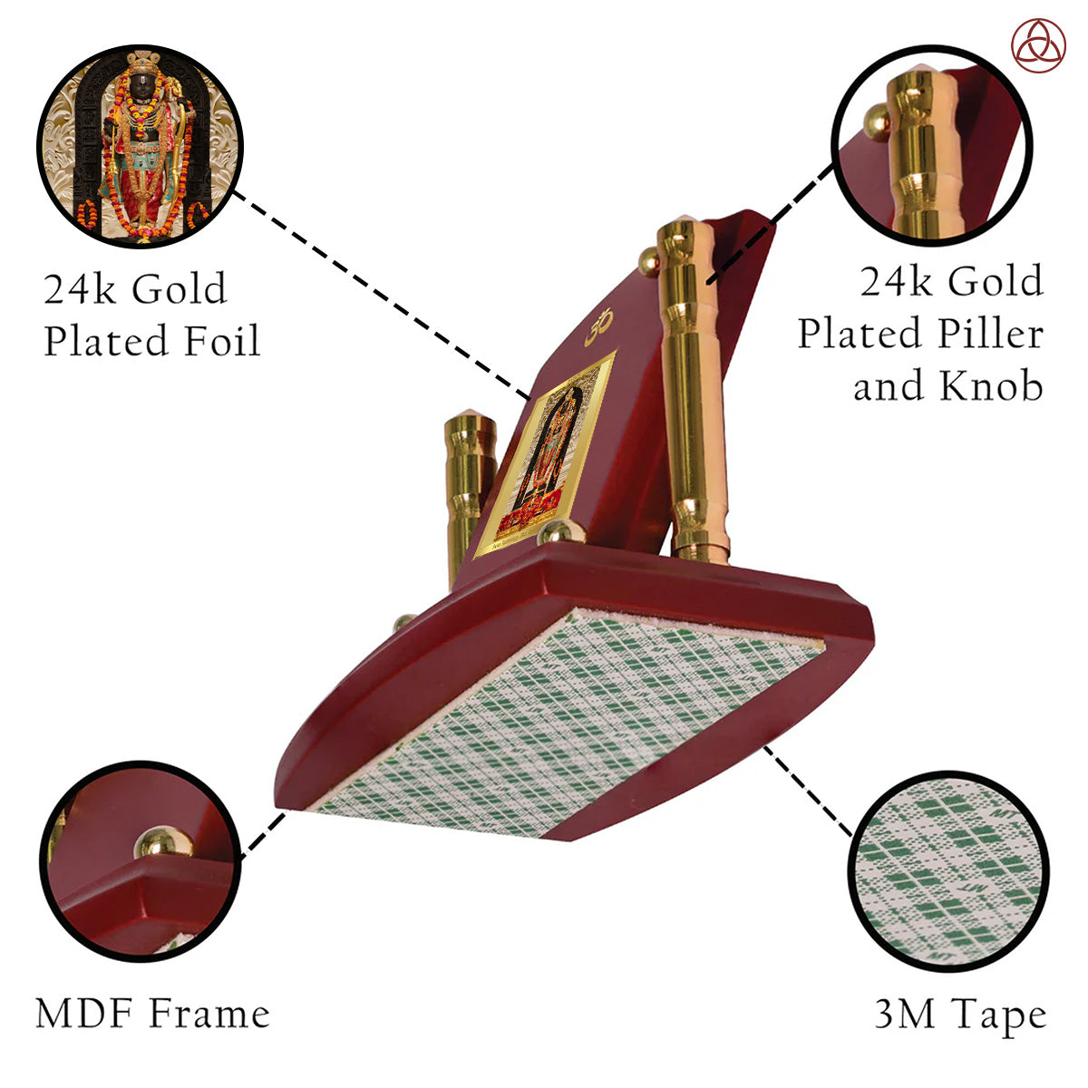 Ram Lalla | Divine Lord Ram Lalla Car Dashboard & Tabletop Photo Frame in 24K Gold Plated Foil