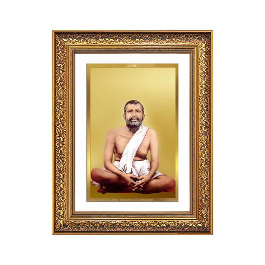 Sri Ramakrishna Paramahamsa | Enlightened Mystic of Bhakti & Vedanta Wall Photo Frame in 24K Gold Plated Foil