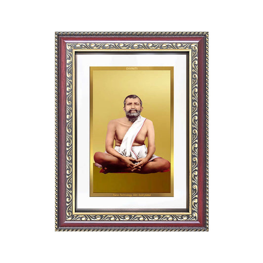 Sri Ramakrishna Paramahamsa | Enlightened Mystic of Bhakti & Vedanta Wall and Tabletop Photo Frame in 24K Gold Plated Foil