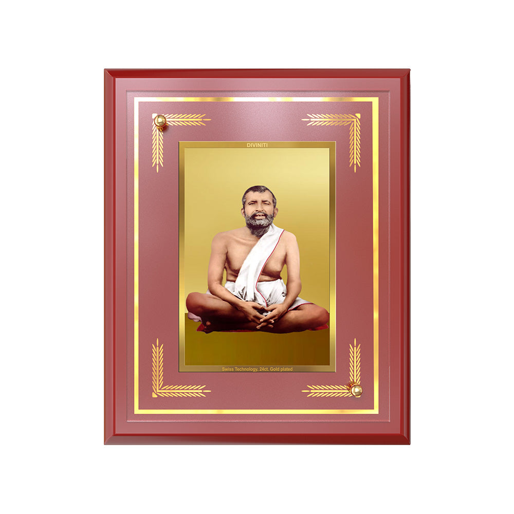 Sri Ramakrishna Paramahamsa | Enlightened Mystic of Bhakti & Vedanta Wall and Tabletop Photo Frame in 24K Gold Plated Foil