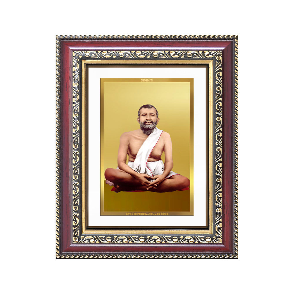Sri Ramakrishna Paramahamsa | Enlightened Mystic of Bhakti & Vedanta Wall and Tabletop Photo Frame in 24K Gold Plated Foil