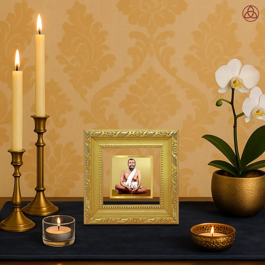 Sri Ramakrishna Paramahamsa | Enlightened Mystic of Bhakti & Vedanta Tabletop Frame in 24K Gold Plated Foil
