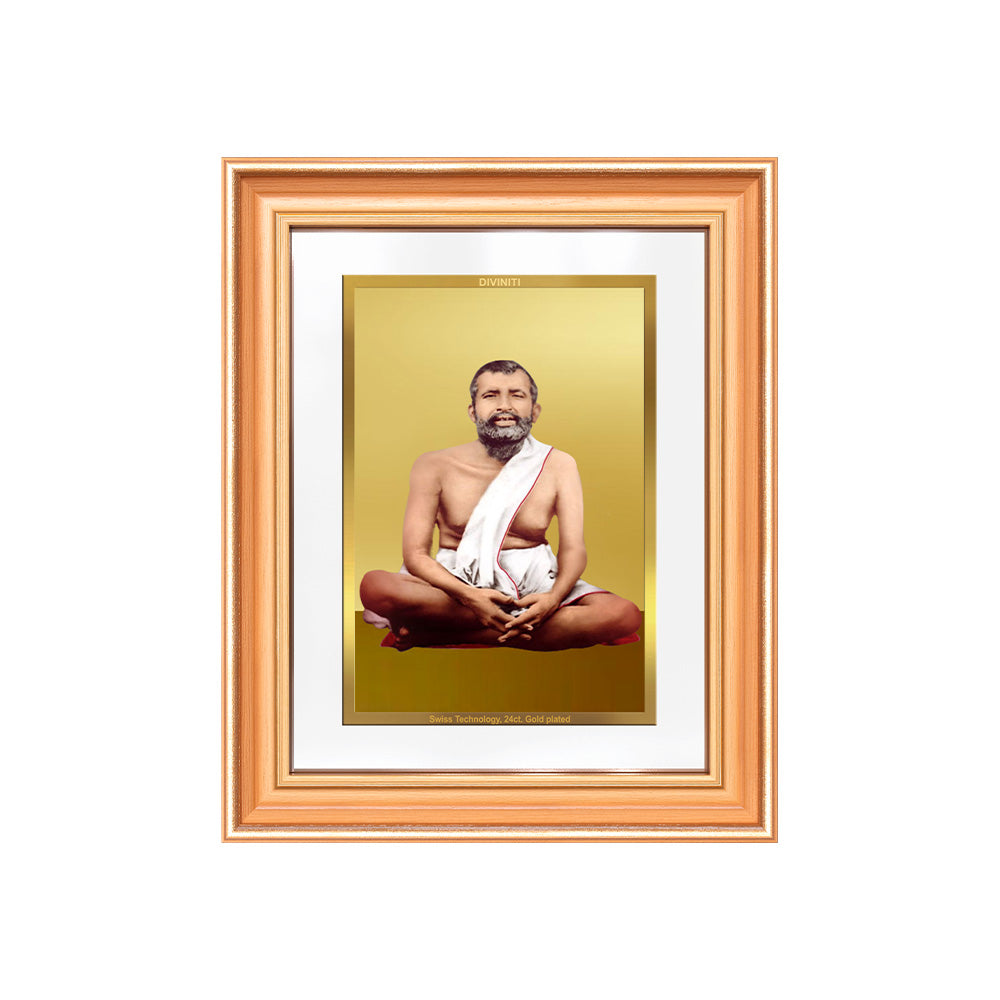 Sri Ramakrishna Paramahamsa | Enlightened Mystic of Bhakti & Vedanta Wall & Tabletop Frame in 24K Gold Plated Foil