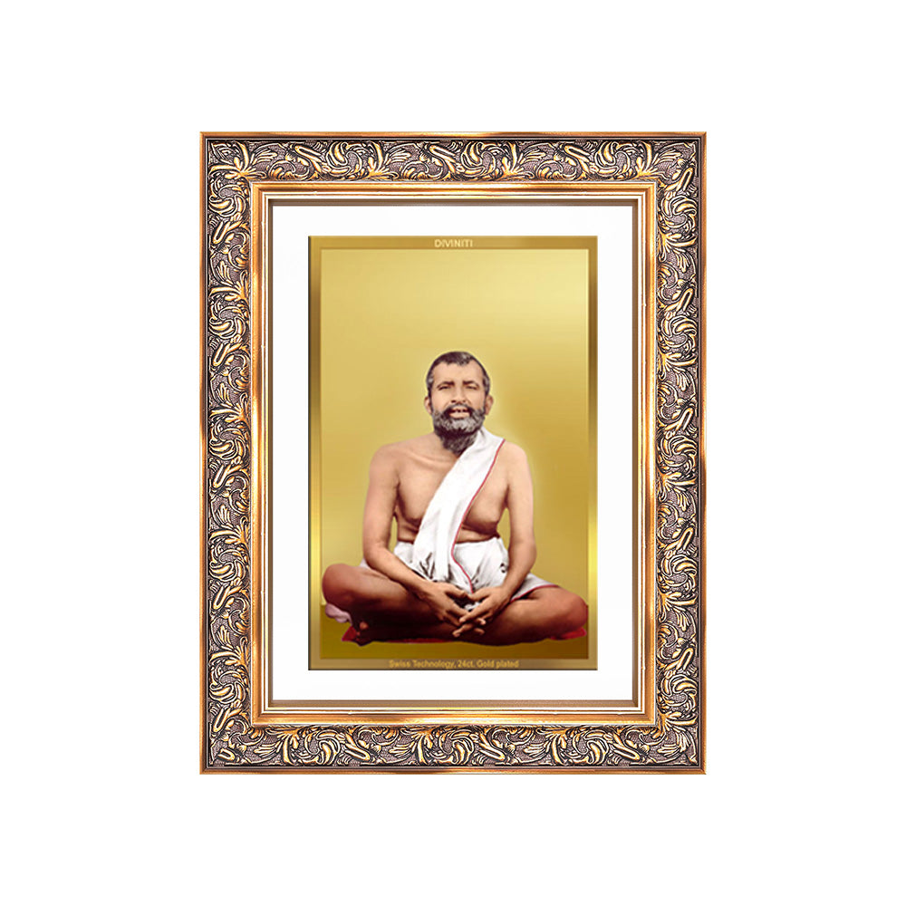 Sri Ramakrishna Paramahamsa | Enlightened Mystic of Bhakti & Vedanta Wall Photo Frame in 24K Gold Plated Foil