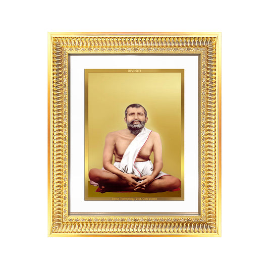 Sri Ramakrishna Paramahamsa | Enlightened Mystic of Bhakti & Vedanta Wall & Tabletop Frame in 24K Gold Plated Foil
