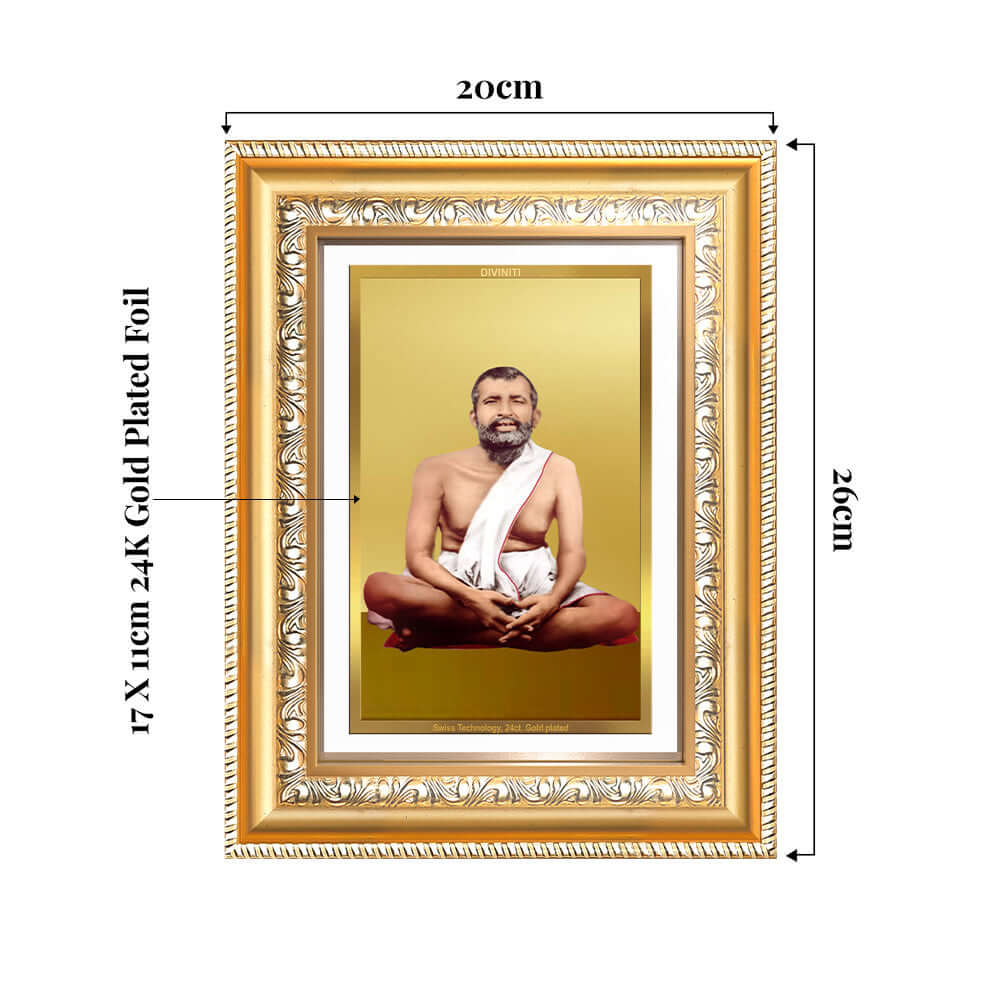 Sri Ramakrishna Paramahamsa | Enlightened Mystic of Bhakti & Vedanta Wall and Tabletop Photo Frame in 24K Gold Plated Foil