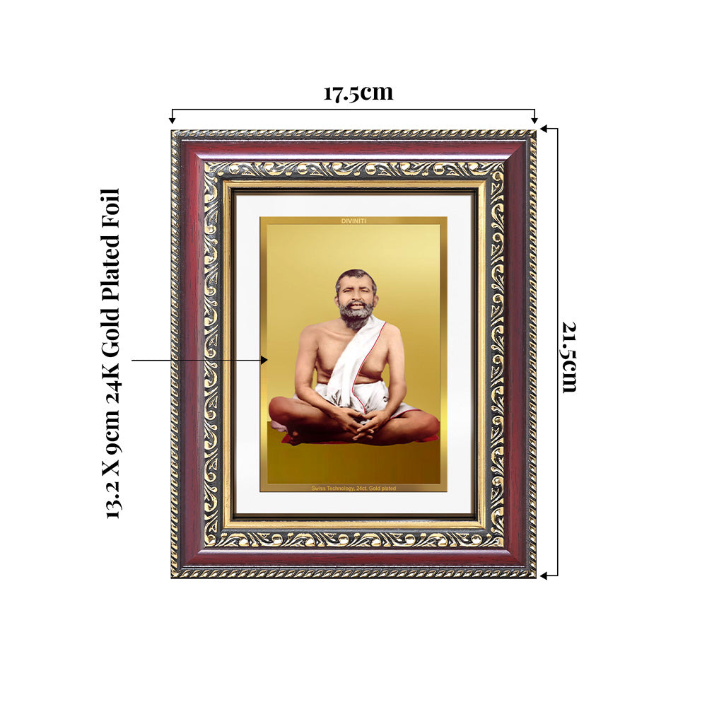 Sri Ramakrishna Paramahamsa | Enlightened Mystic of Bhakti & Vedanta Wall and Tabletop Photo Frame in 24K Gold Plated Foil