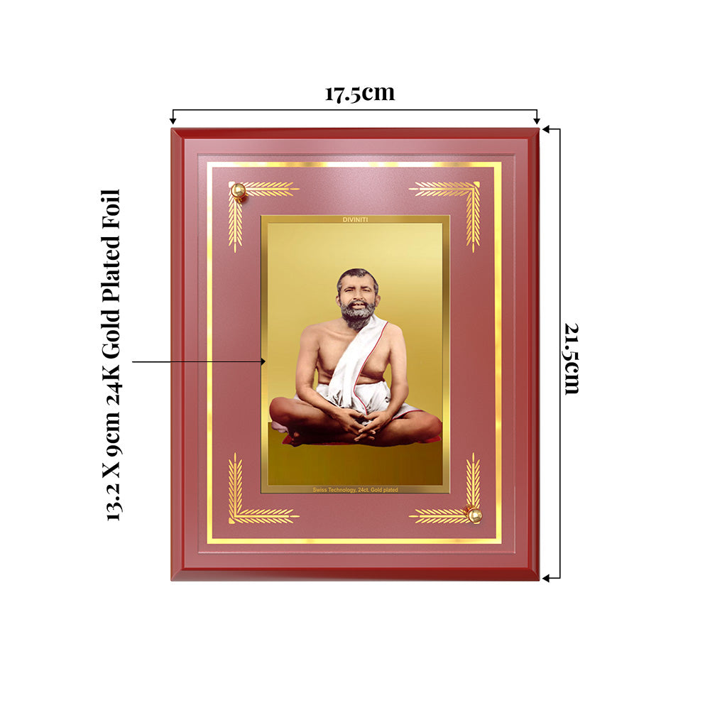 Sri Ramakrishna Paramahamsa | Enlightened Mystic of Bhakti & Vedanta Wall and Tabletop Photo Frame in 24K Gold Plated Foil