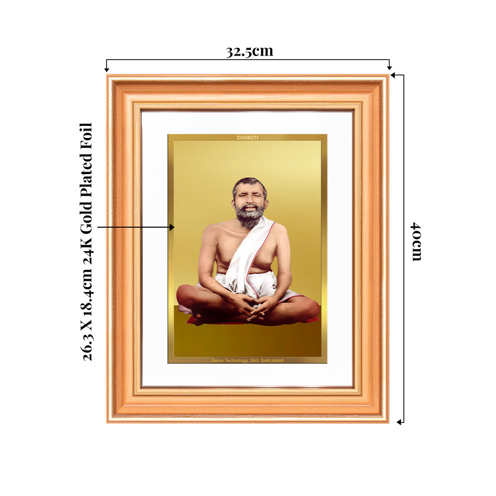Sri Ramakrishna Paramahamsa | Enlightened Mystic of Bhakti & Vedanta Wall & Tabletop Frame in 24K Gold Plated Foil