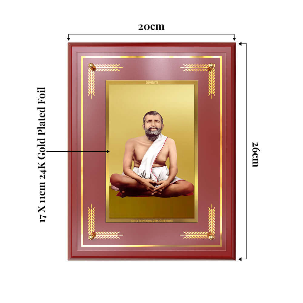 Sri Ramakrishna Paramahamsa | Enlightened Mystic of Bhakti & Vedanta Wall and Tabletop Photo Frame in 24K Gold Plated Foil