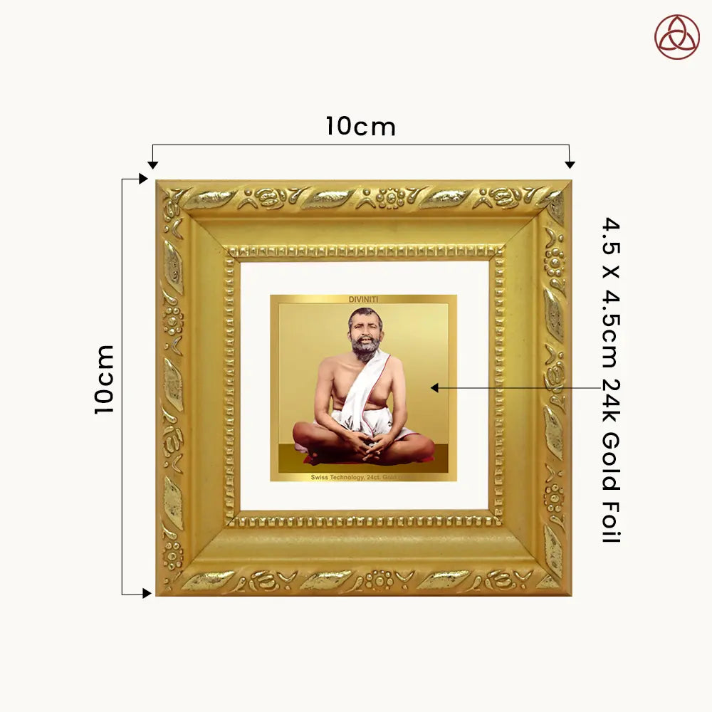 Sri Ramakrishna Paramahamsa | Enlightened Mystic of Bhakti & Vedanta Tabletop Frame in 24K Gold Plated Foil