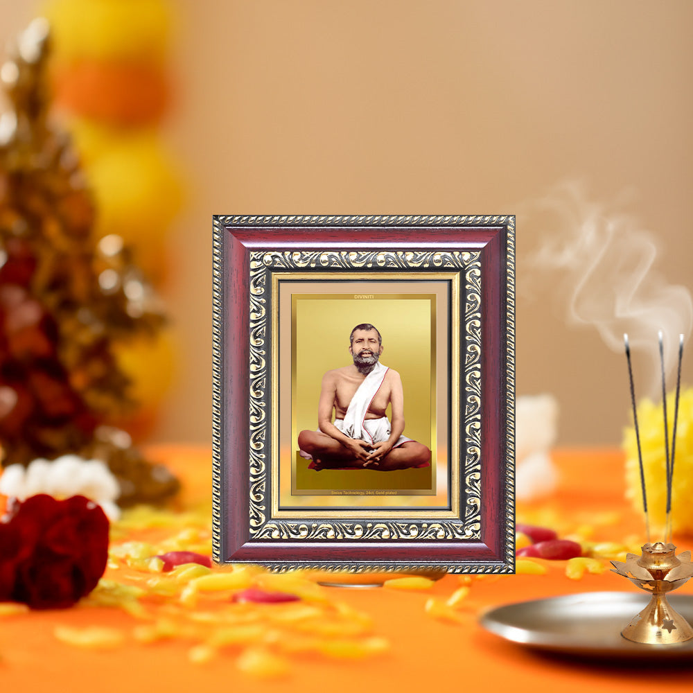 Sri Ramakrishna Paramahamsa | Enlightened Mystic of Bhakti & Vedanta Wall & Tabletop Frame in 24K Gold Plated Foil