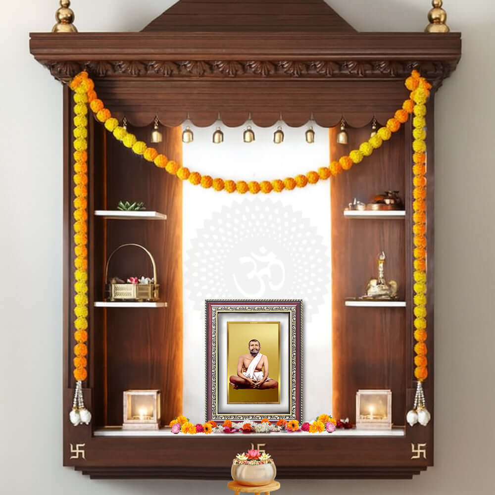 Sri Ramakrishna Paramahamsa | Enlightened Mystic of Bhakti & Vedanta Wall and Tabletop Photo Frame in 24K Gold Plated Foil