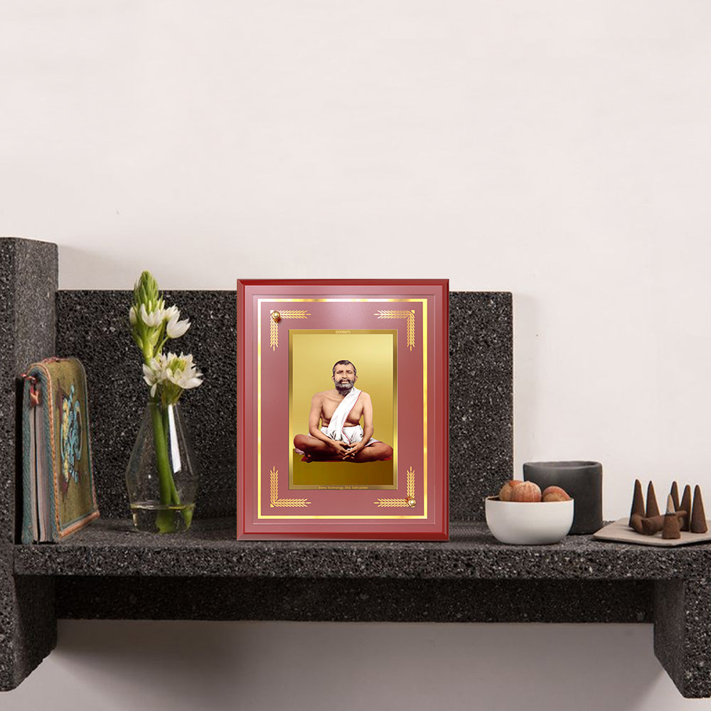 Sri Ramakrishna Paramahamsa | Enlightened Mystic of Bhakti & Vedanta Wall and Tabletop Photo Frame in 24K Gold Plated Foil