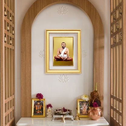 Sri Ramakrishna Paramahamsa | Enlightened Mystic of Bhakti & Vedanta Wall & Tabletop Frame in 24K Gold Plated Foil