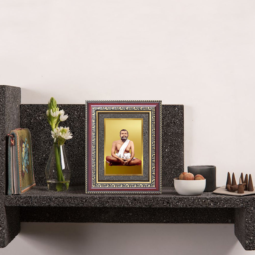 Sri Ramakrishna Paramahamsa | Enlightened Mystic of Bhakti & Vedanta Wall and Tabletop Photo Frame in 24K Gold Plated Foil