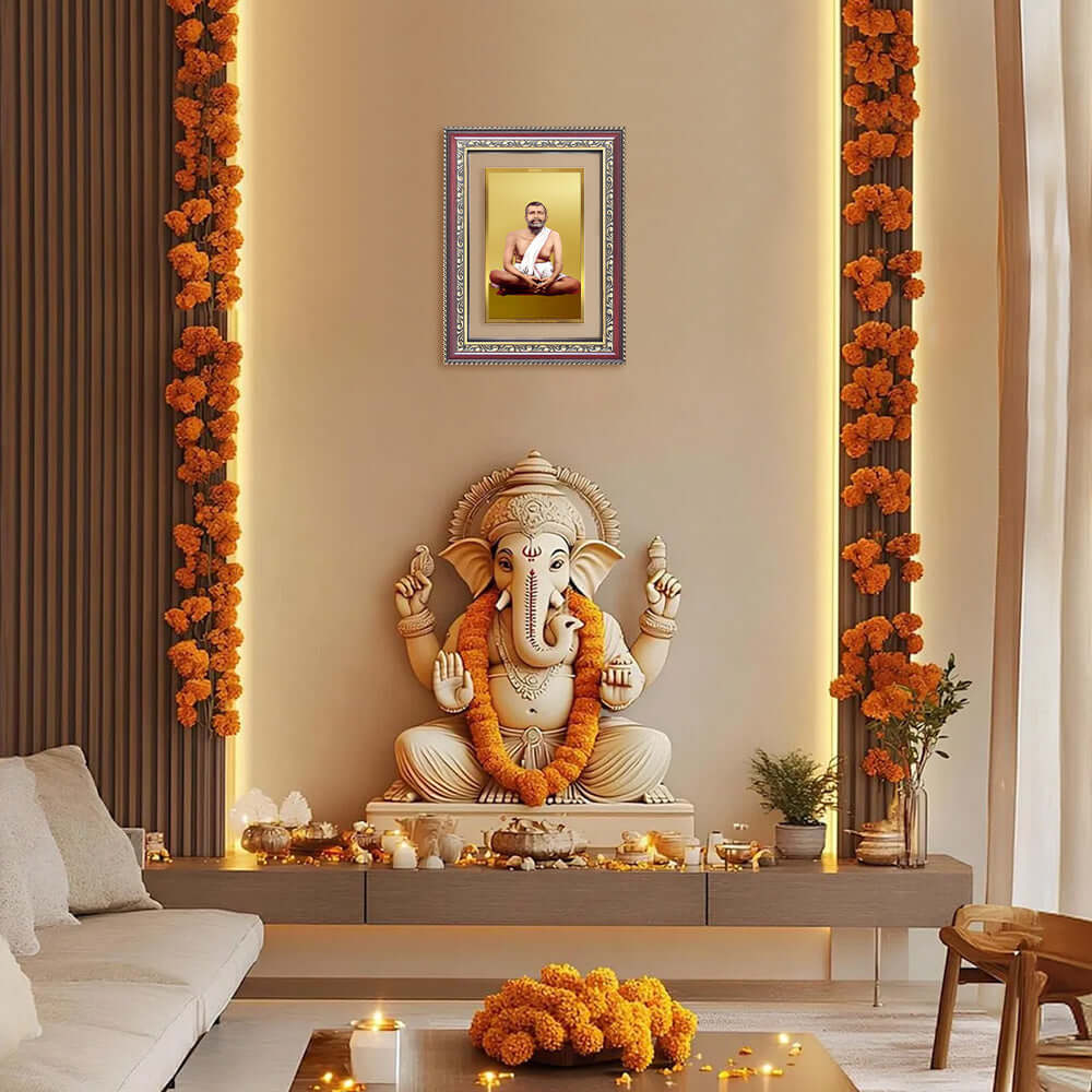 Sri Ramakrishna Paramahamsa | Enlightened Mystic of Bhakti & Vedanta Wall and Tabletop Photo Frame in 24K Gold Plated Foil