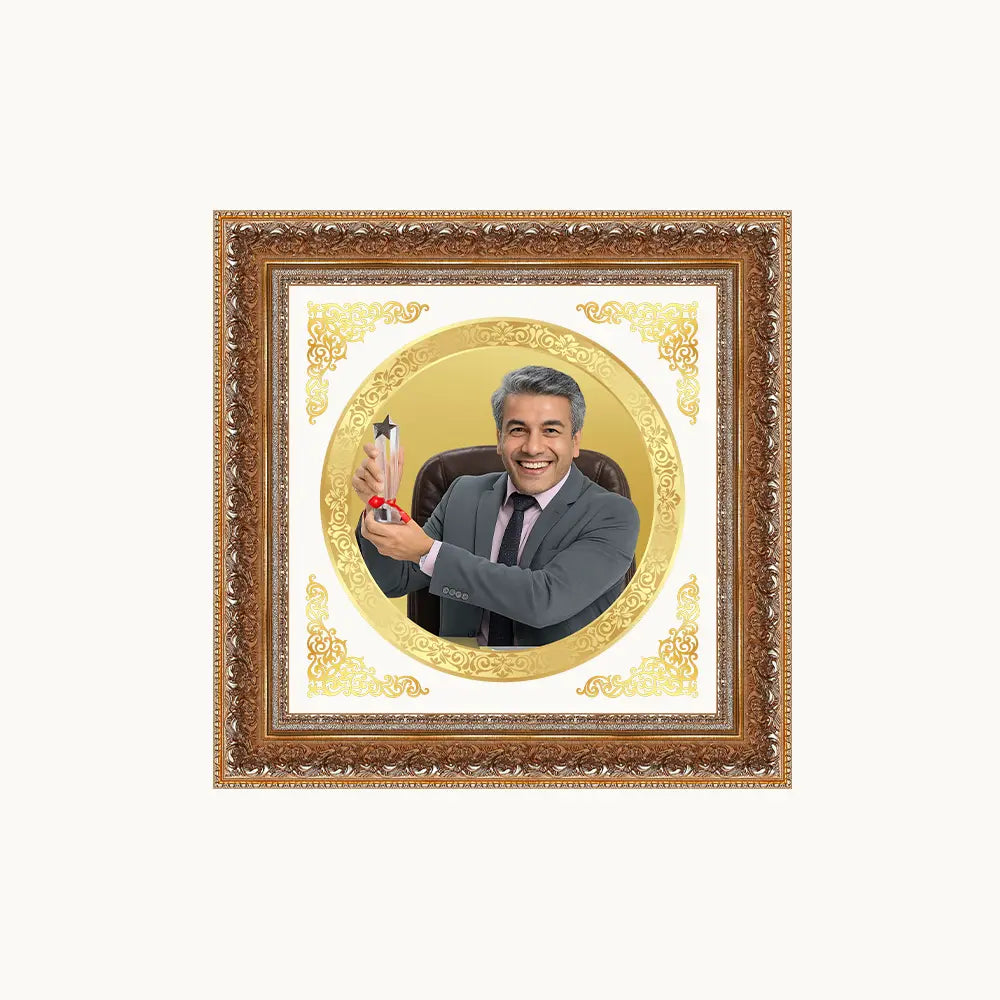 Portrait on Gold Immortalise Your Aurum Essence Round Photo Frame in 24K Gold Plated Foil