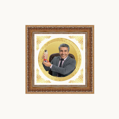 Portrait on Gold Immortalise Your Aurum Essence Round Photo Frame in 24K Gold Plated Foil