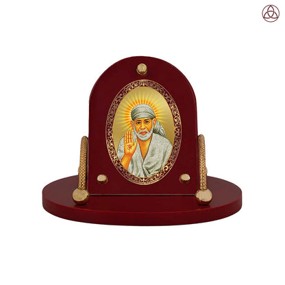 Sai Baba Blessing Pose | Divine Sai Baba Car Dashboard & Tabletop Photo Frame in 24K Gold Plated Foil