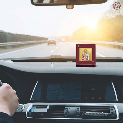 Sai Baba Blessing Pose | Divine Sai Baba Car Dashboard & Tabletop Photo Frame in 24K Gold Plated Foil