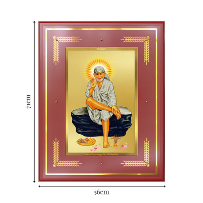 Sai Baba of Shirdi | Saint of Faith & Compassion Wall Mount Photo Frame in 24K Gold Plated Foil
