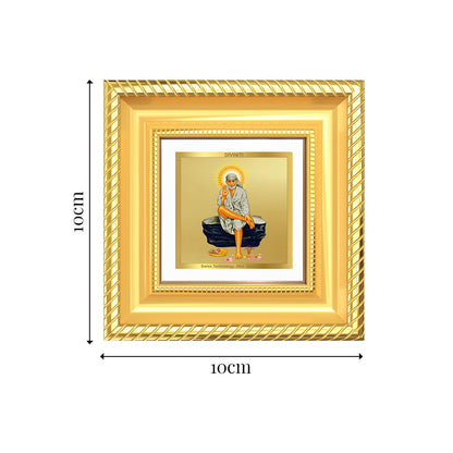 Diviniti Sai Baba on Rock (Shirdi Sai Baba) Tabletop Frame in 24K Gold Plated Foil | Faith, Peace & Divine Blessings | DG015S1A (10x10 CM)