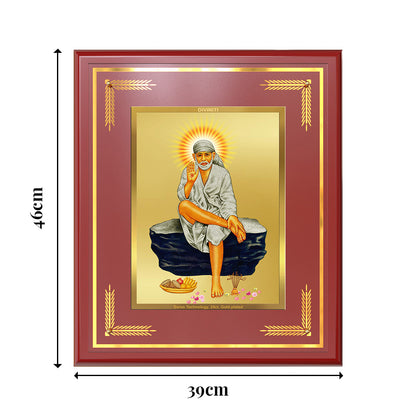 Sai Baba of Shirdi | Saint of Faith & Compassion Wall Mount Photo Frame in 24K Gold Plated Foil