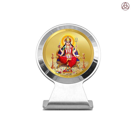 Santoshi Mata | Divine Goddess Santoshi Mata Car Dashboard & Tabletop Photo Frame in 24K Gold Plated Foil