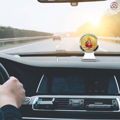 Santoshi Mata | Divine Goddess Santoshi Mata Car Dashboard & Tabletop Photo Frame in 24K Gold Plated Foil