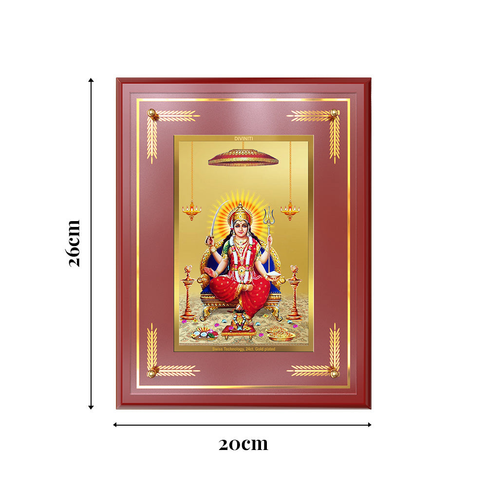 Santoshi Mata | Goddess of Contentment & Fulfilment Wall and Tabletop Photo Frame in 24K Gold Plated Foil