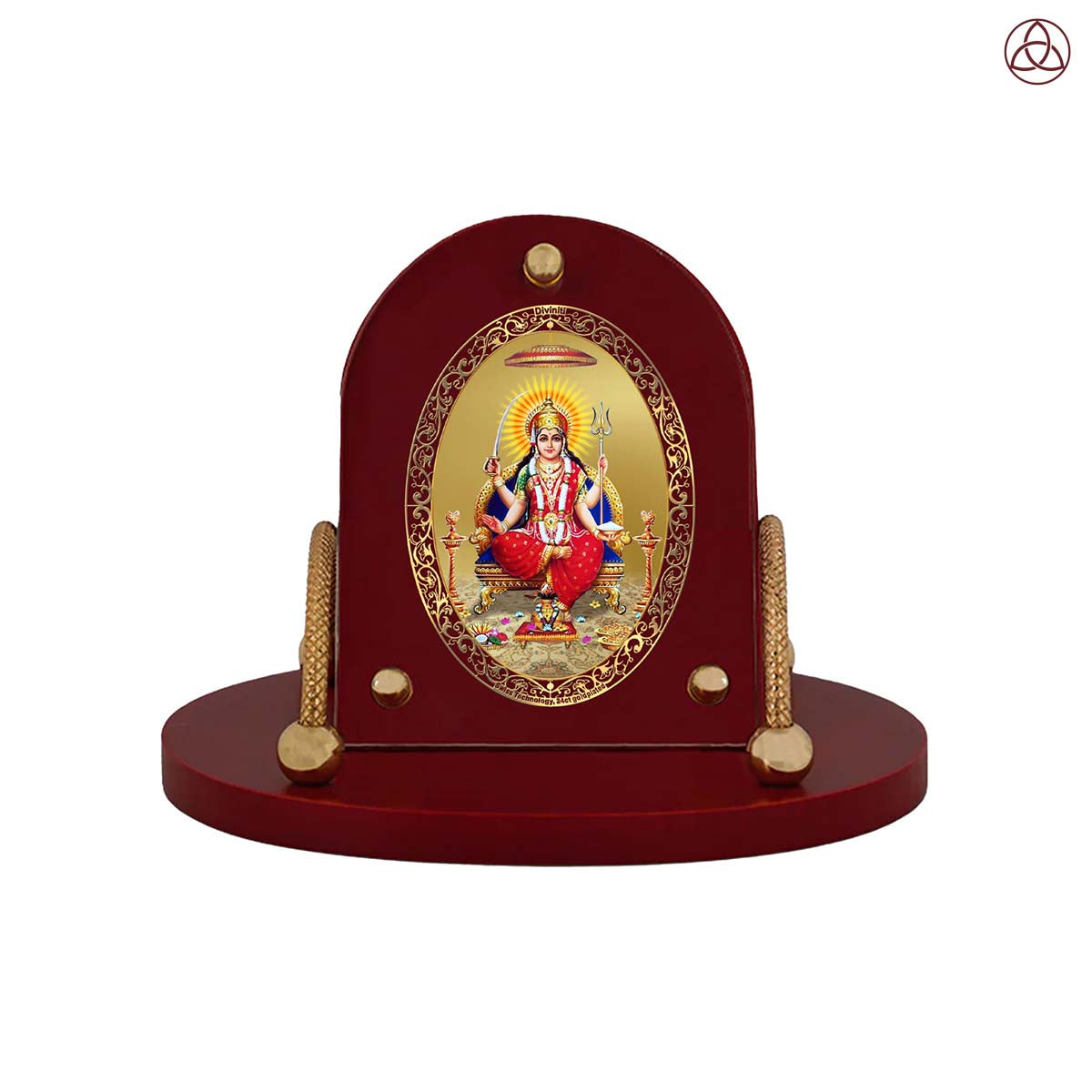 Goddess Santoshi Mata | Spiritual Car Dashboard & Tabletop Frame in 24K Gold Plated Foil