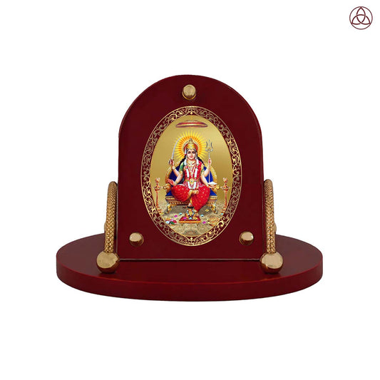 Goddess Santoshi Mata | Spiritual Car Dashboard & Tabletop Frame in 24K Gold Plated Foil