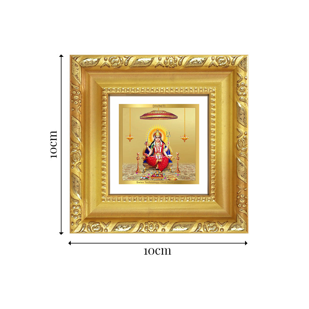 Diviniti Santoshi Mata Tabletop Photo Frame in 24K Gold Plated Foil | Happiness, Peace & Contentment | DG103S1A (10x10 CM)